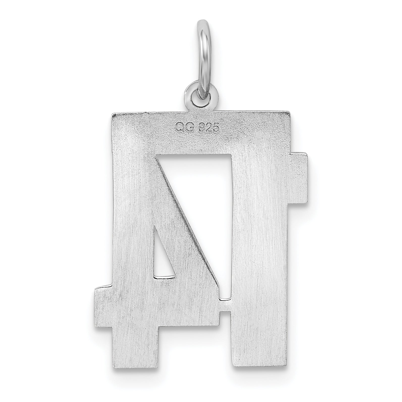 Sterling Silver Rhodium-plated Medium Polished Number 14 Charm