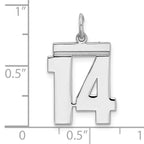 Sterling Silver Rhodium-plated Medium Polished Number 14 Charm