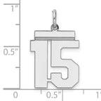 Sterling Silver Rhodium-plated Medium Polished Number 15 Charm
