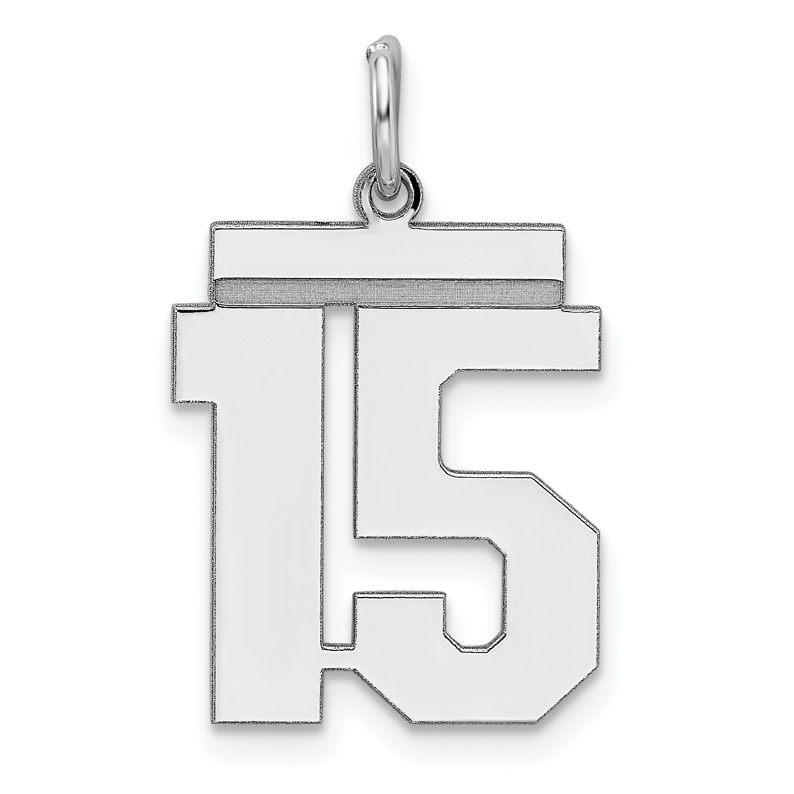 Sterling/Silver Rhodium-plated Polished Number 15 Charm Main image