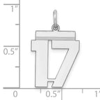 Sterling Silver Rhodium-plated Medium Polished Number 17 Charm