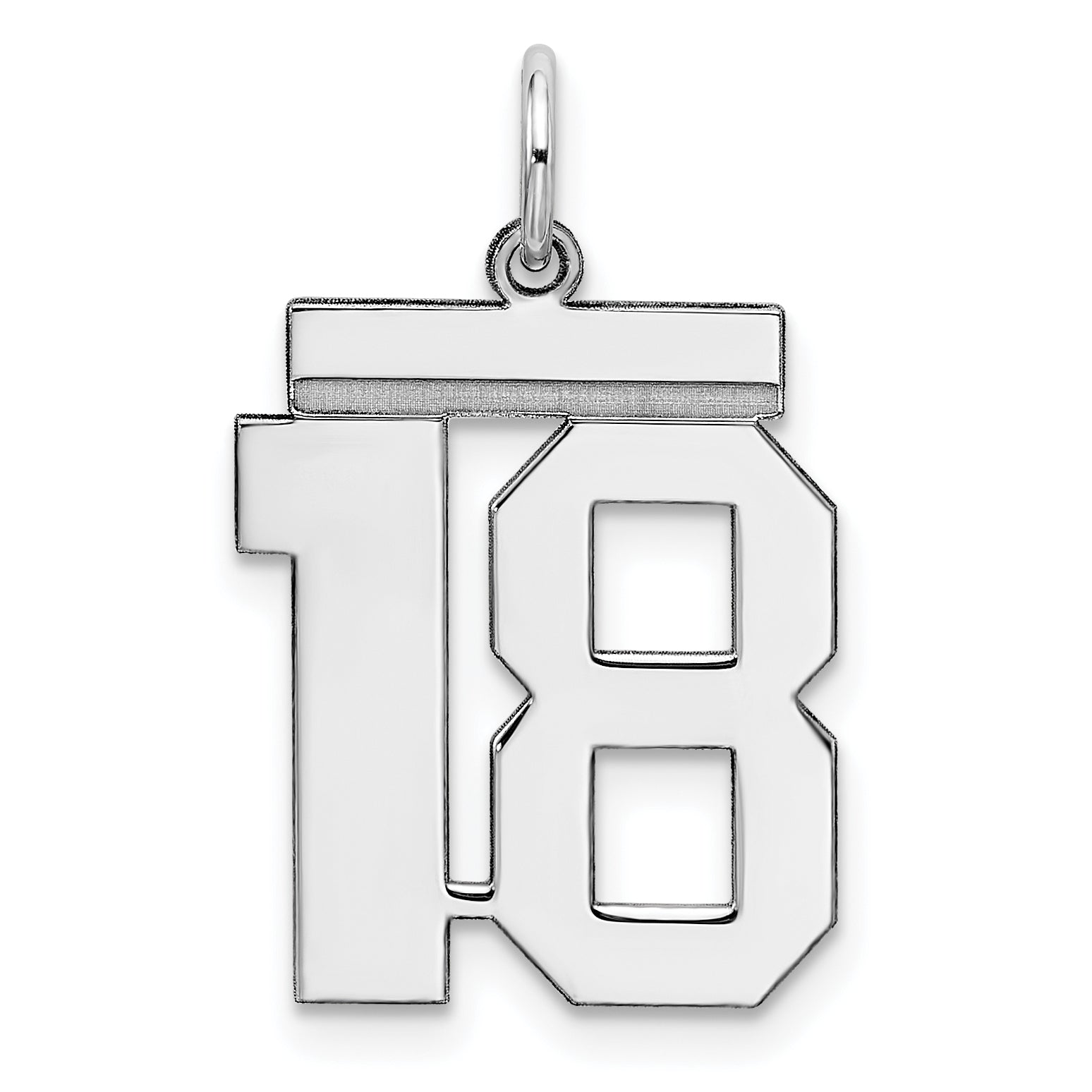 Sterling/Silver Rhodium-plated Polished Number 18 Charm Main image