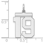 Sterling Silver Rhodium-plated Medium Polished Number 19 Charm