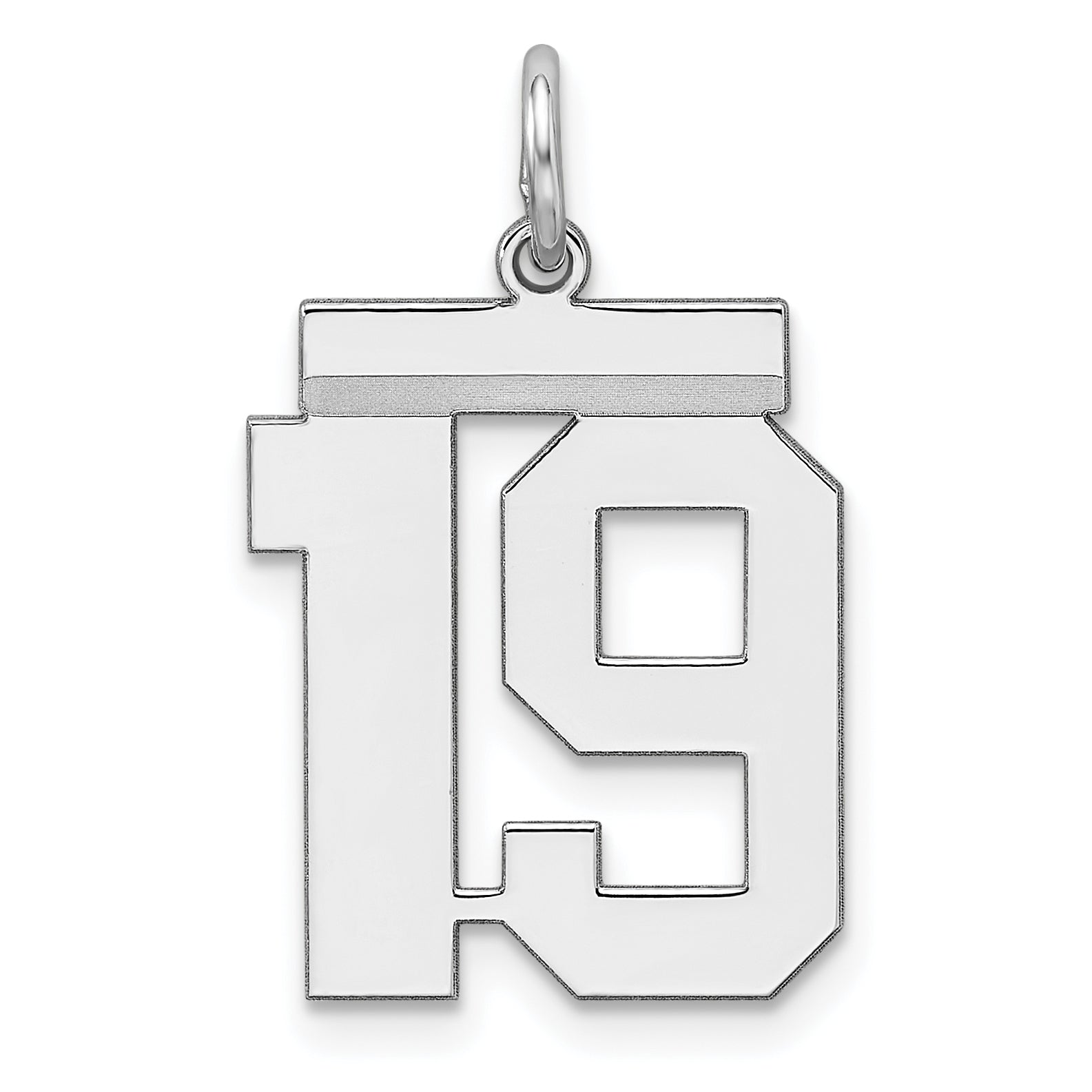 Sterling/Silver Rhodium-plated Polished Number 19 Charm Main image