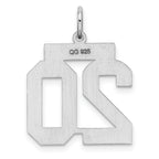 Sterling Silver Rhodium-plated Medium Polished Number 20 Charm