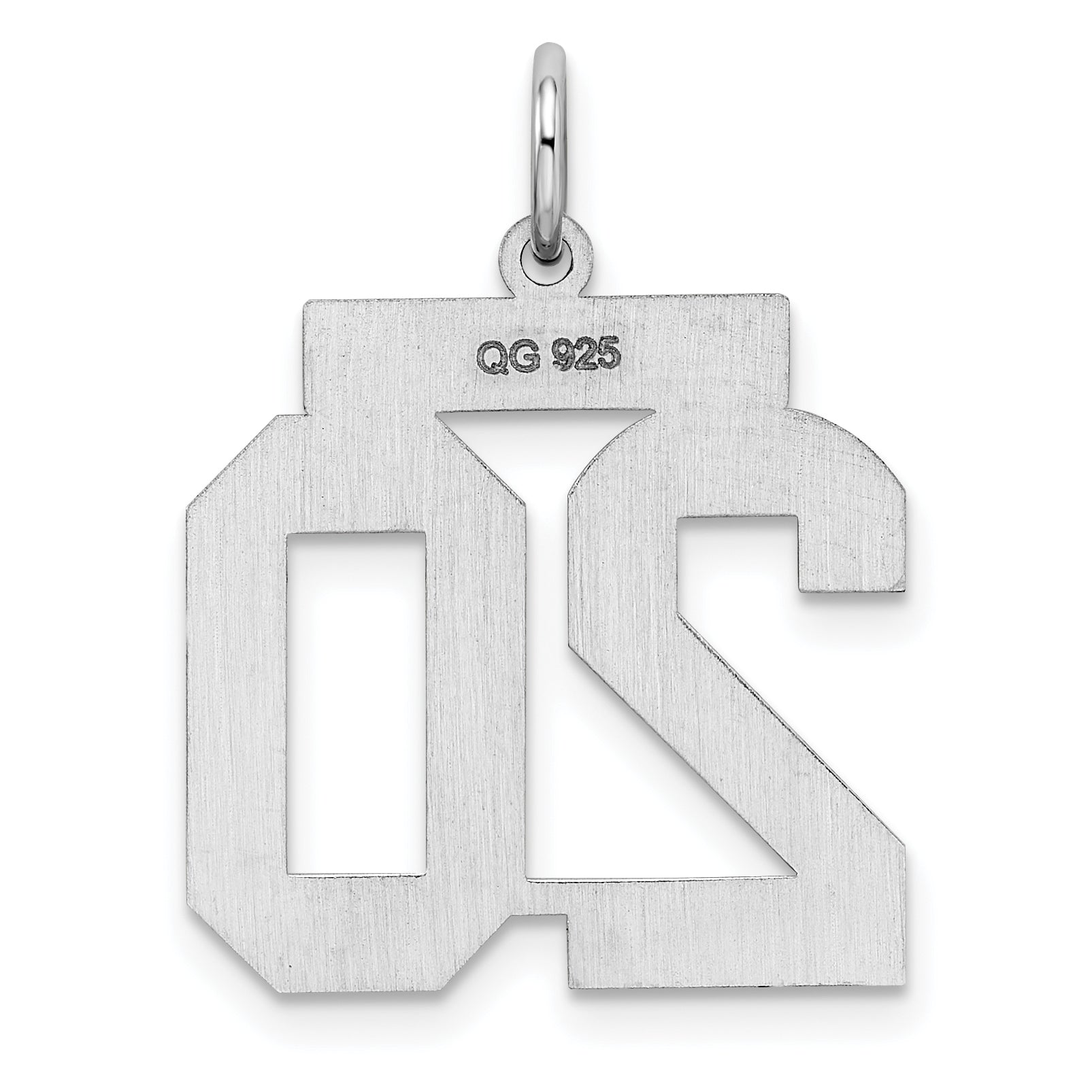 Sterling Silver Rhodium-plated Medium Polished Number 20 Charm