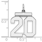 Sterling Silver Rhodium-plated Medium Polished Number 20 Charm