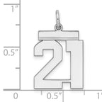 Sterling Silver Rhodium-plated Medium Polished Number 21 Charm