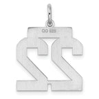 Sterling Silver Rhodium-plated Medium Polished Number 22 Charm