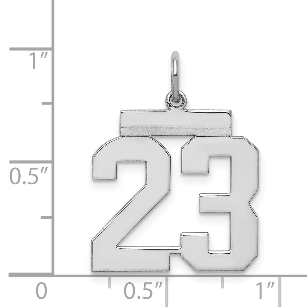 Sterling Silver/Rhodium-plated Polished Number 23 Charm