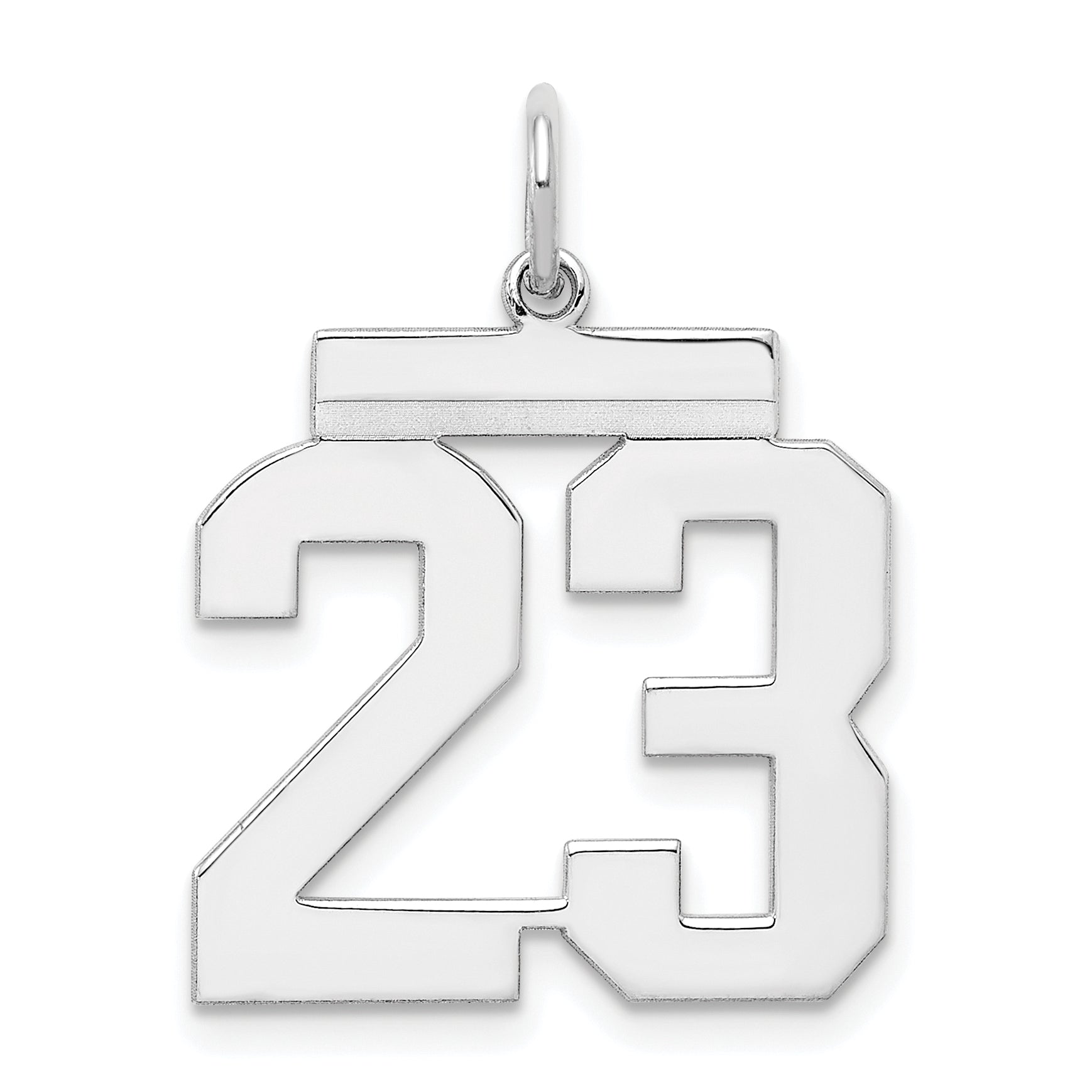 Sterling Silver/Rhodium-plated Polished Number 23 Charm Main image