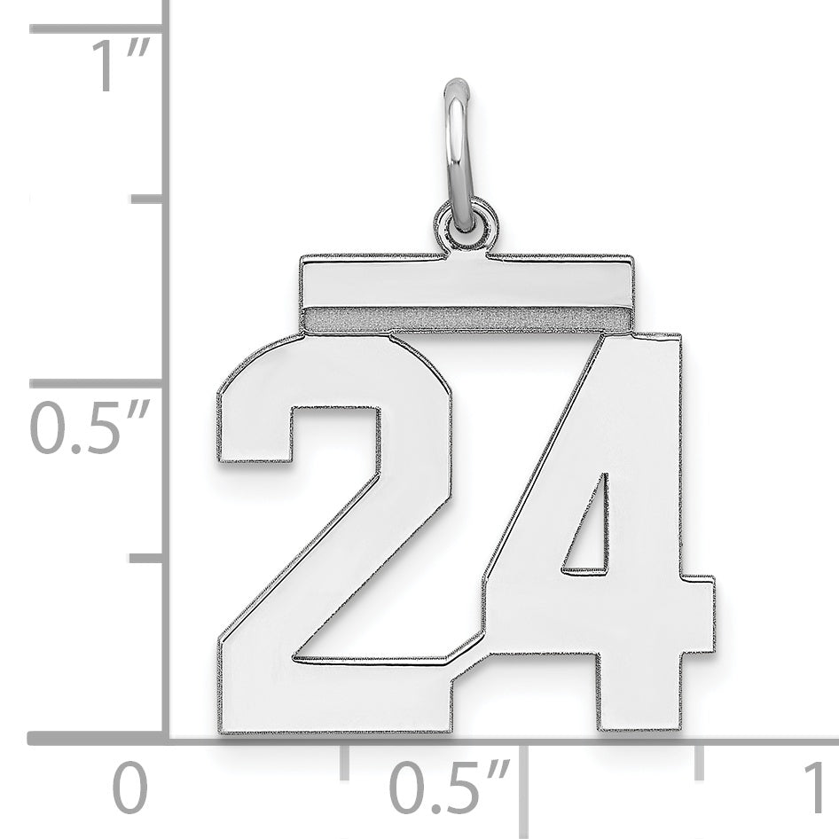 Sterling Silver Rhodium-plated Medium Polished Number 24 Charm