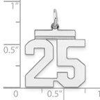 Sterling Silver Rhodium-plated Medium Polished Number 25 Charm