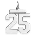 Sterling/Silver Rhodium-plated Polished Number 25 Charm