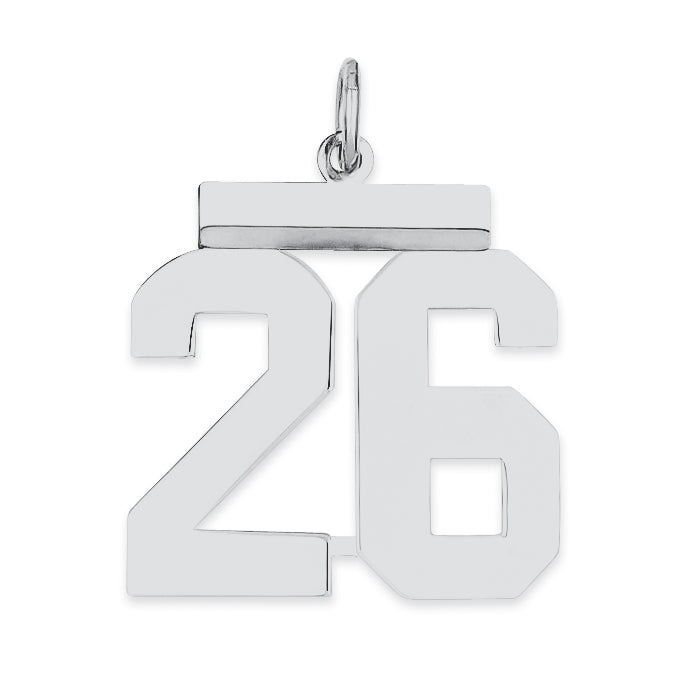 Sterling/Silver Rhodium-plated Polished Number 26 Charm