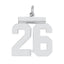 Sterling/Silver Rhodium-plated Polished Number 26 Charm