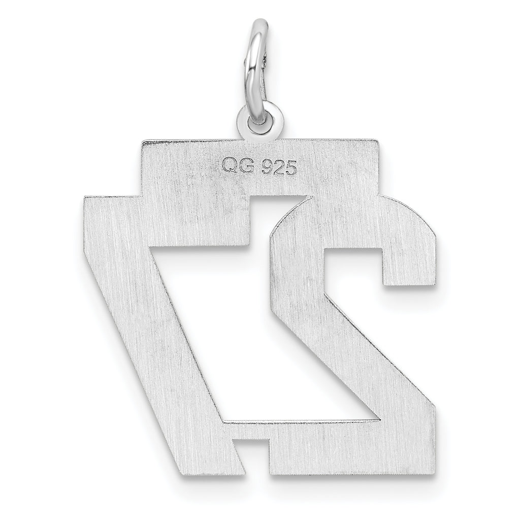 Sterling Silver Rhodium-plated Medium Polished Number 27 Charm