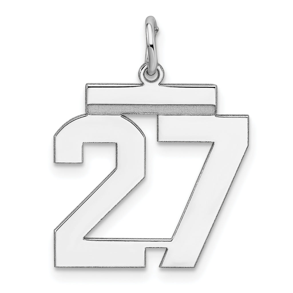 Sterling/Silver Rhodium-plated Polished Number 27 Charm