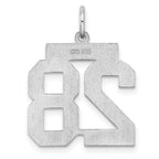 Sterling Silver Rhodium-plated Medium Polished Number 28 Charm
