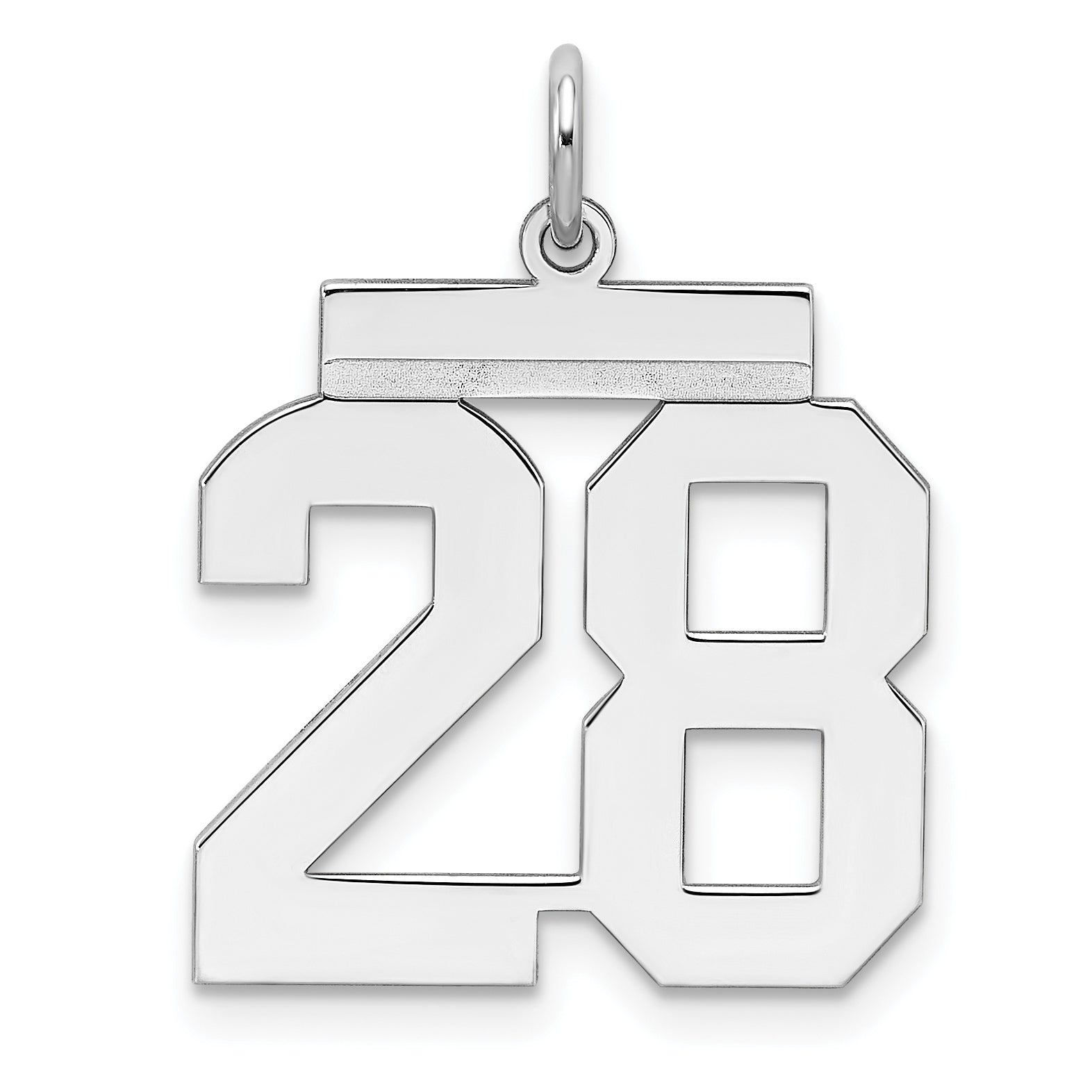 Sterling/Silver Rhodium-plated Polished Number 28 Charm Main image