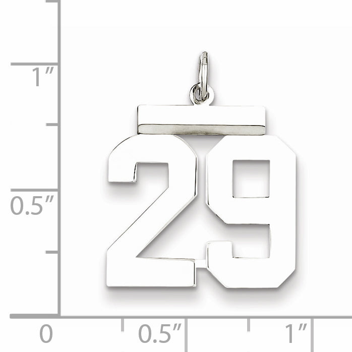 Sterling Silver Rhodium-plated Medium Polished Number 29 Charm