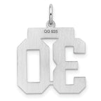 Sterling Silver Rhodium-plated Medium Polished Number 30 Charm