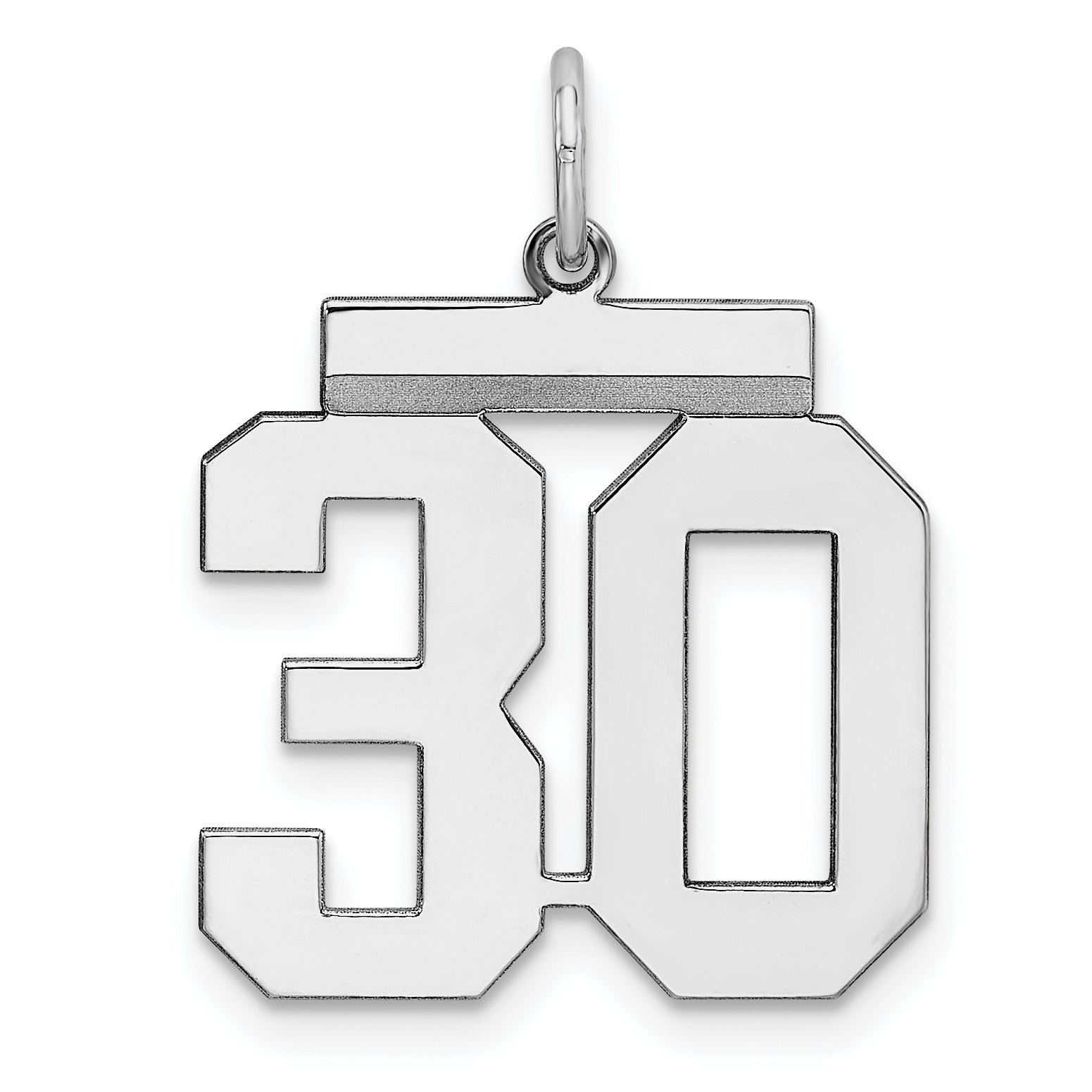 Sterling/Silver Rhodium-plated Polished Number 30 Charm Main image