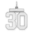 Sterling/Silver Rhodium-plated Polished Number 30 Charm