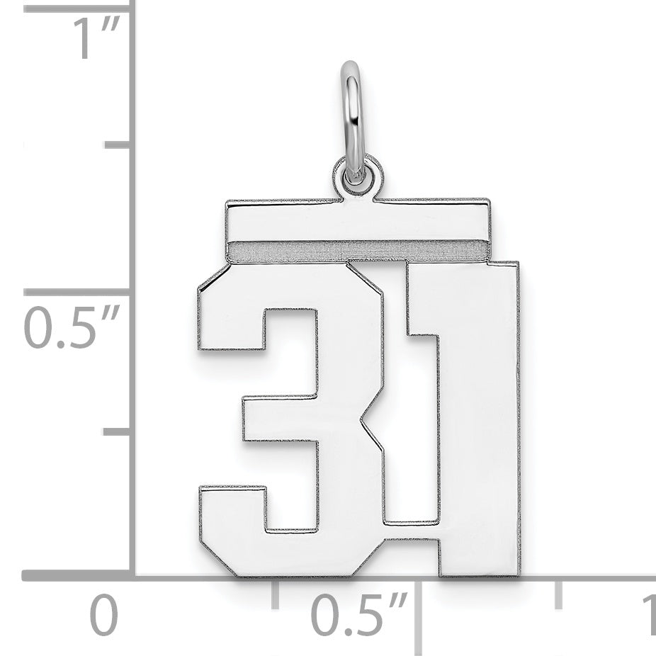 Sterling Silver Rhodium-plated Medium Polished Number 31 Charm