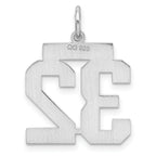 Sterling Silver Rhodium-plated Medium Polished Number 32 Charm