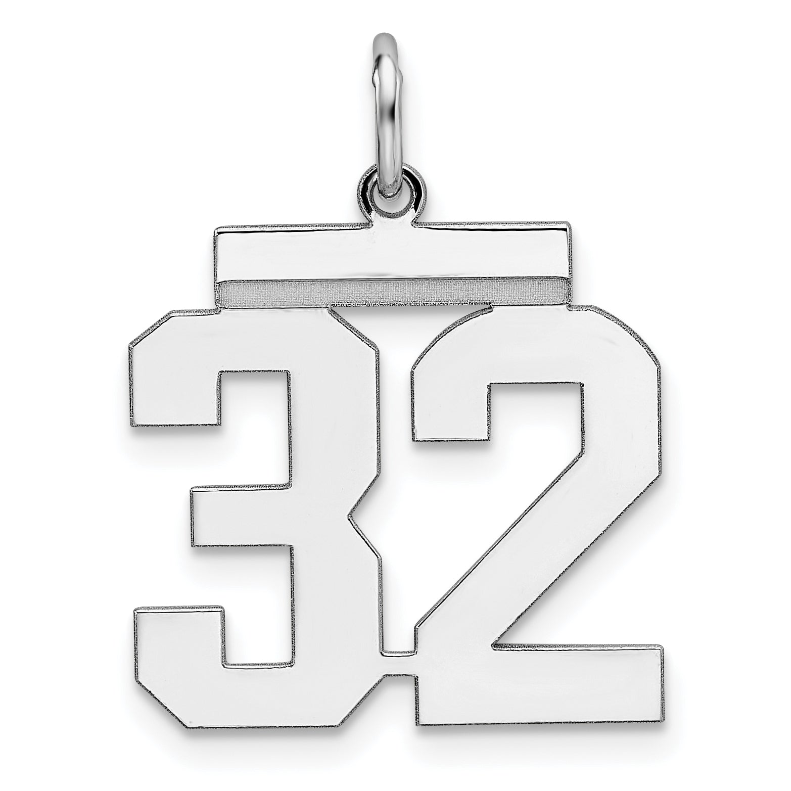 Sterling/Silver Rhodium-plated Polished Number 32 Charm Main image
