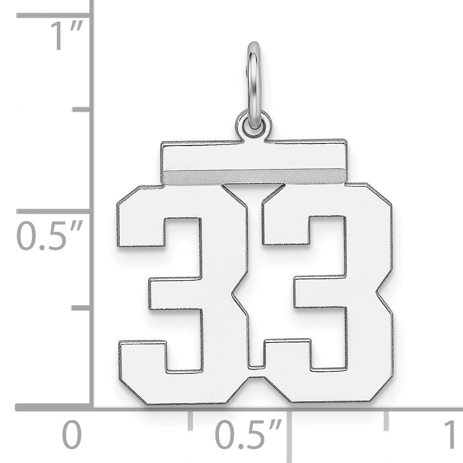 Sterling Silver Rhodium-plated Medium Polished Number 33 Charm