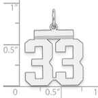Sterling Silver Rhodium-plated Medium Polished Number 33 Charm