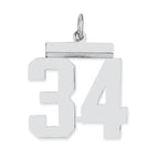 Sterling/Silver Rhodium-plated Polished Number 34 Charm