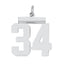 Sterling/Silver Rhodium-plated Polished Number 34 Charm
