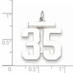 Sterling Silver Rhodium-plated Medium Polished Number 35 Charm