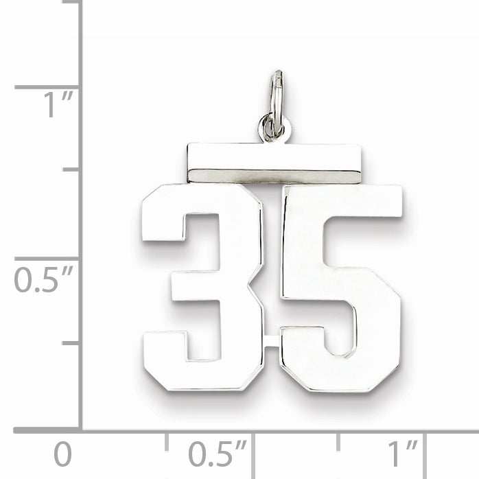 Sterling Silver Rhodium-plated Medium Polished Number 35 Charm