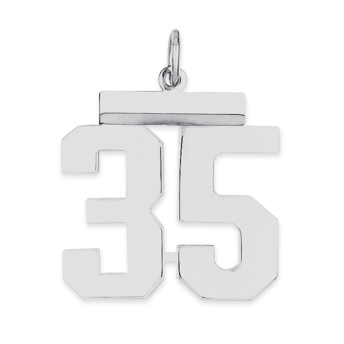 Sterling/Silver Rhodium-plated Polished Number 35 Charm Main image