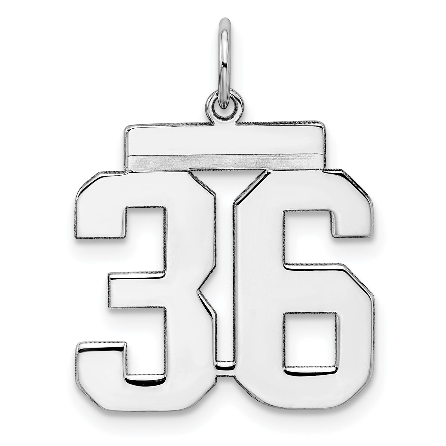 Sterling/Silver Rhodium-plated Polished Number 36 Charm Main image