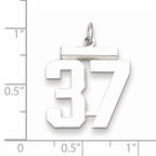 Sterling Silver Rhodium-plated Medium Polished Number 37 Charm