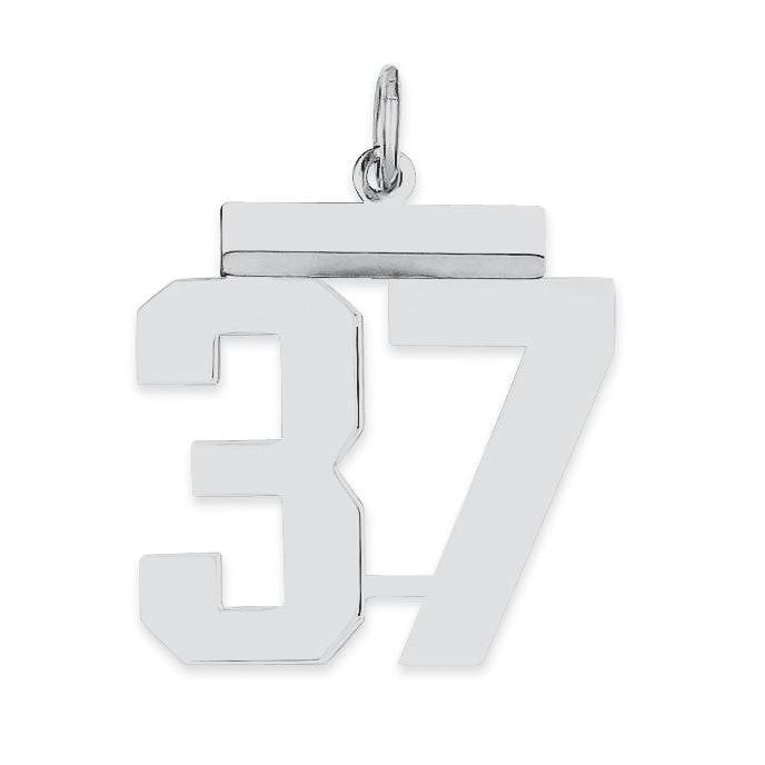 Sterling/Silver Rhodium-plated Polished Number 37 Charm