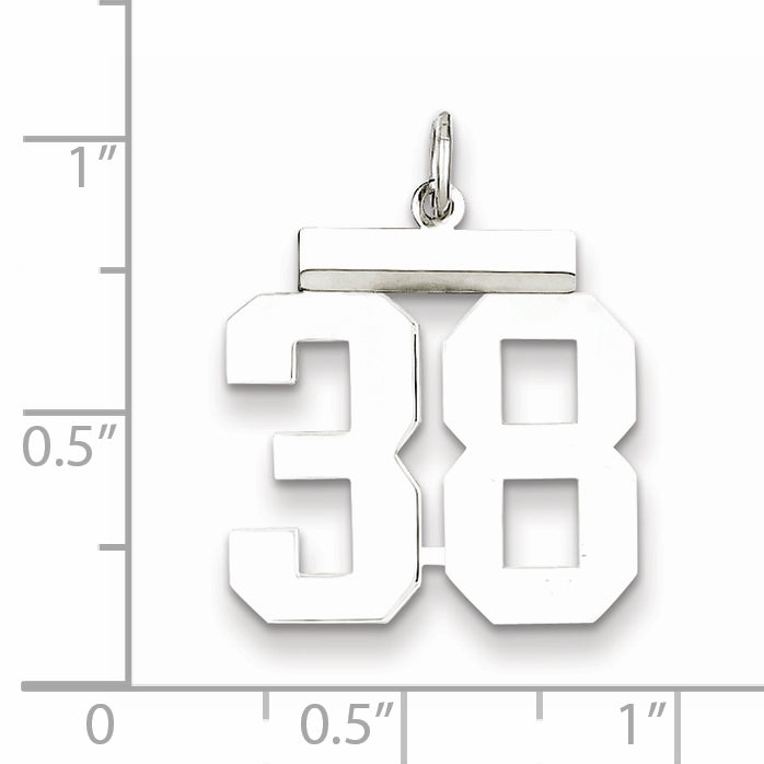 Sterling Silver Rhodium-plated Medium Polished Number 38 Charm