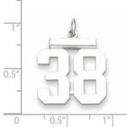 Sterling Silver Rhodium-plated Medium Polished Number 38 Charm