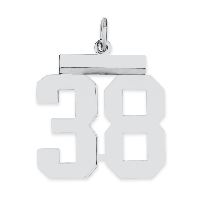 Sterling/Silver Rhodium-plated Polished Number 38 Charm