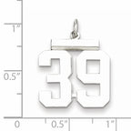 Sterling Silver Rhodium-plated Medium Polished Number 39 Charm