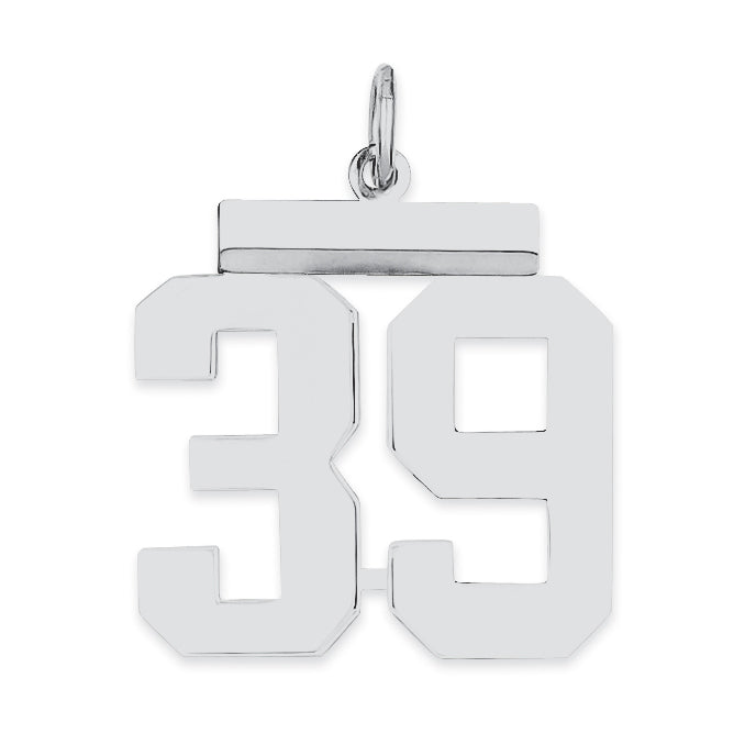 Sterling/Silver Rhodium-plated Polished Number 39 Charm
