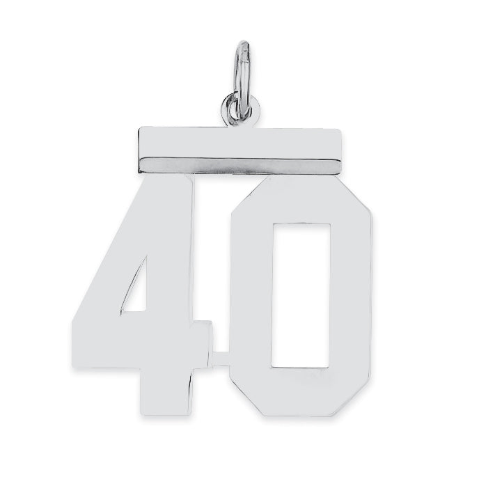 Sterling/Silver Rhodium-plated Polished Number 40 Charm