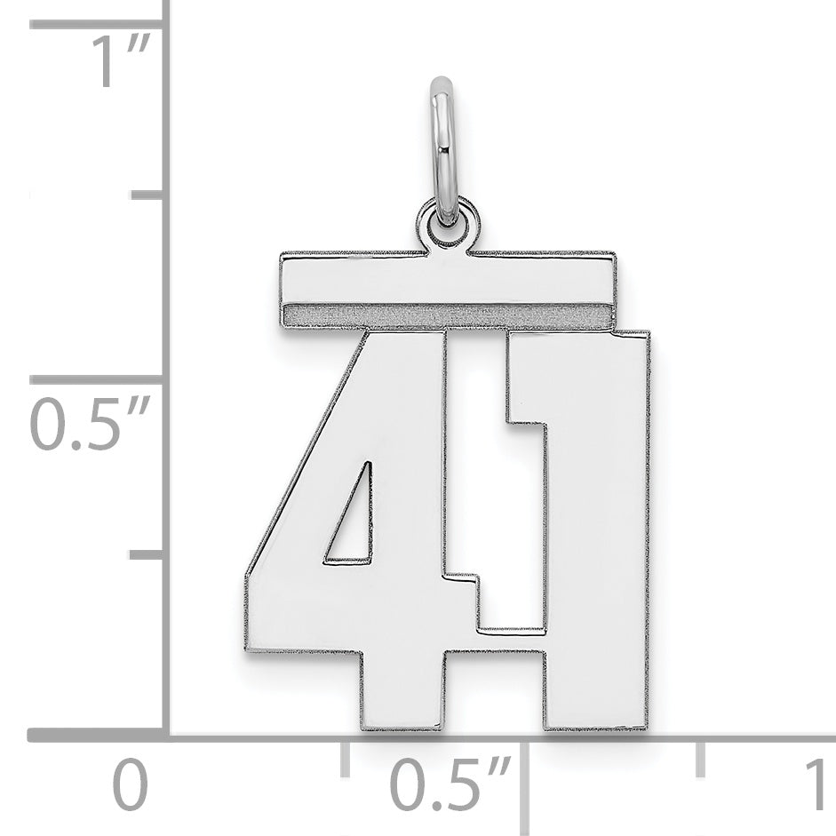 Sterling Silver Rhodium-plated Medium Polished Number 41 Charm