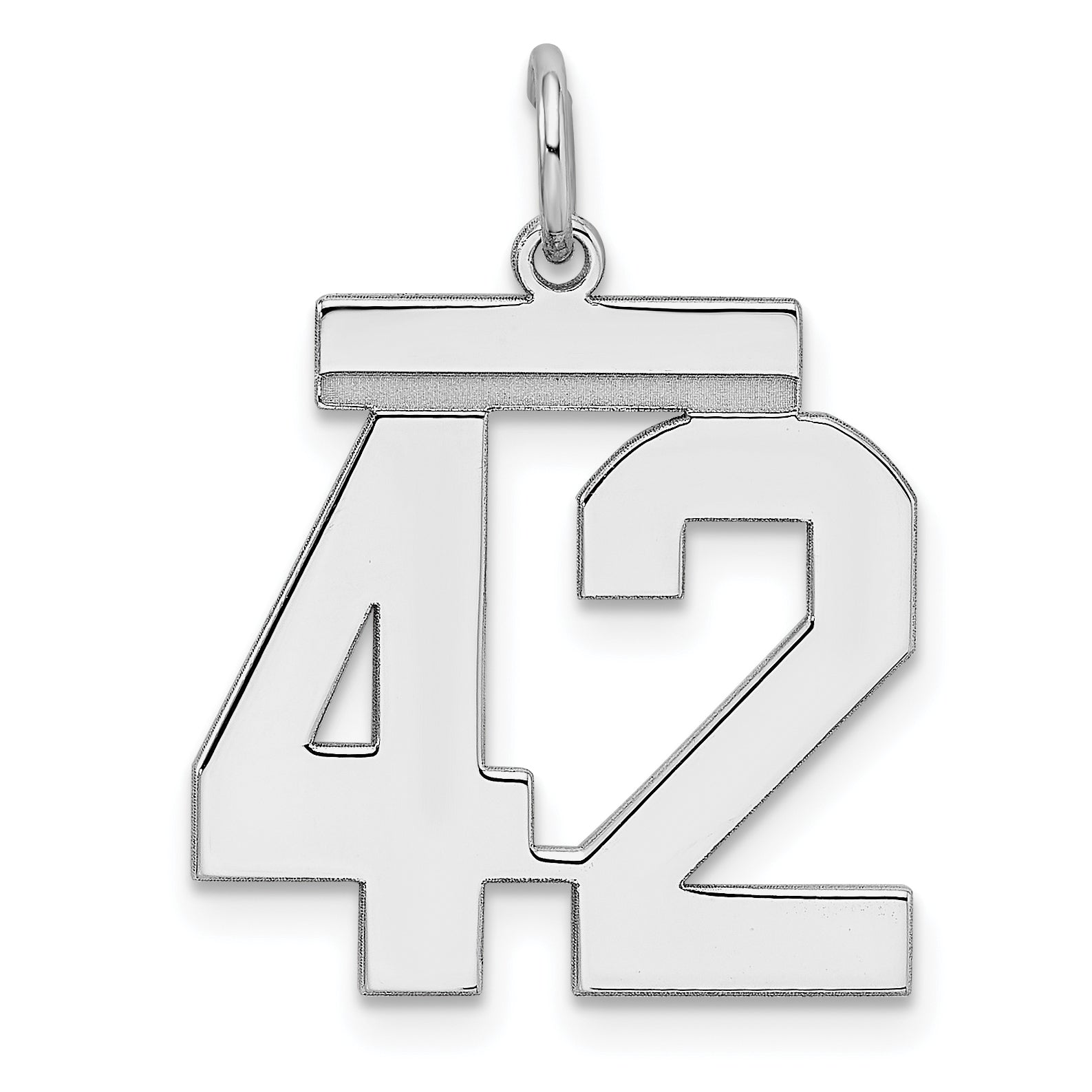 Sterling/Silver Rhodium-plated Polished Number 42 Charm Main image