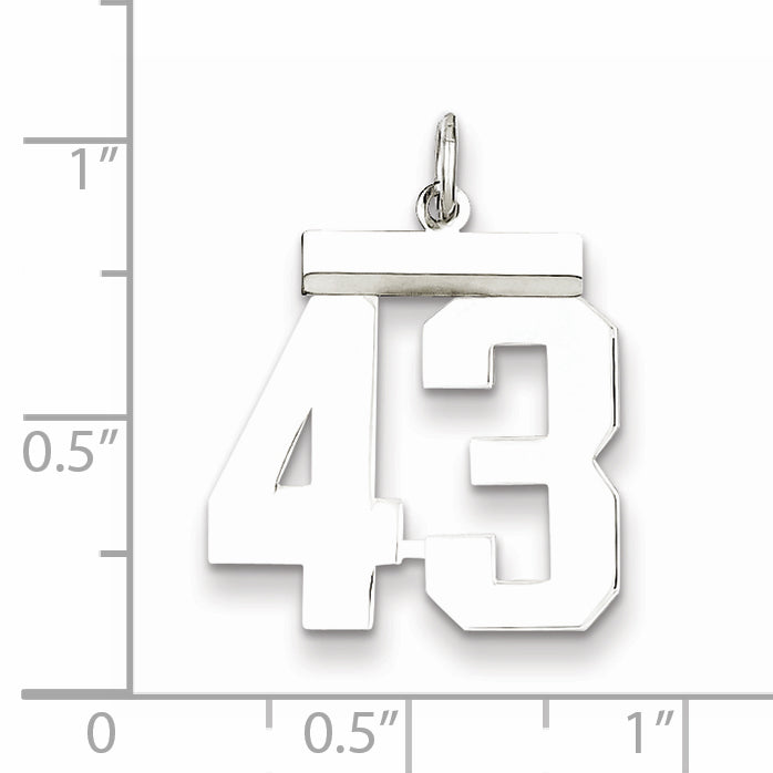 Sterling Silver Rhodium-plated Medium Polished Number 43 Charm Secondary image